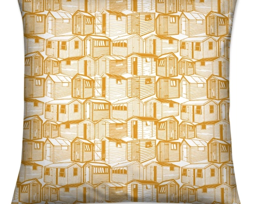 Sheds in Orange and White Cushion Cover