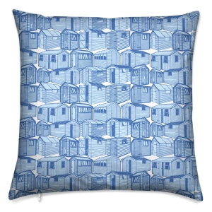 Sheds in Blue and White Cushion Cover