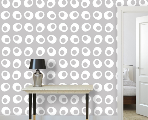 Egg Cups Pattern Wallpaper Design on Crisp Pale Grey Background J159
