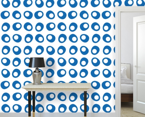 Bright Blue Egg Cups Wallpaper Design on Crisp White Background K109