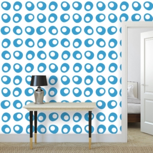 Cyan Blue Egg Cups Wallpaper Design on Crisp White Background K110