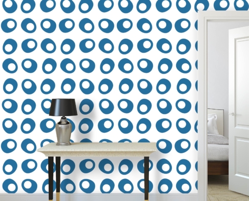Dusky Blue-Grey Egg Cups Wallpaper Design on Crisp White Background K111