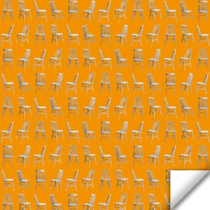 Mid Century Chairs Instagram square Wrapping Paper Mockup 43 orange