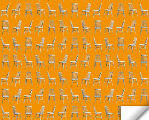 Mid Century Chairs Instagram square Wrapping Paper Mockup 43 orange
