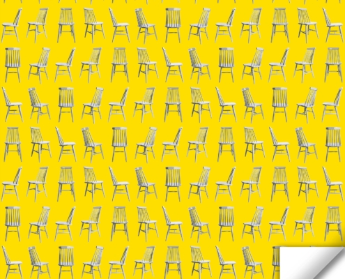 Mid Century Chairs Instagram square Wrapping Paper Mockup 45 yellow