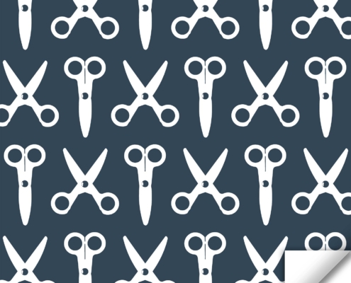Scissors Pattern Design Wrapping Paper / Gift Wrap F-105-100-105 white on blue grey