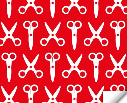 Scissors Pattern Design Wrapping Paper / Gift Wrap F-138A-100-138A white on bright red