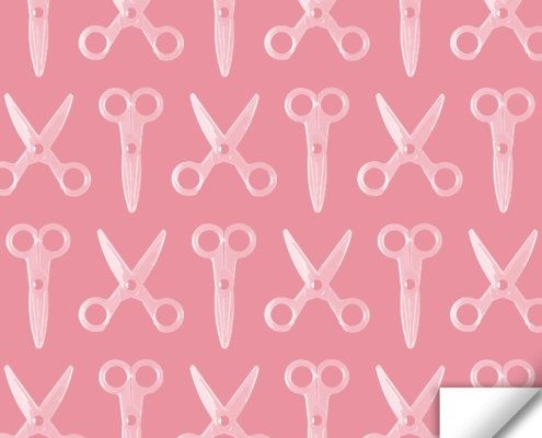 Scissors Pattern Design Wrapping Paper / Gift Wrap F-147-X-147 Transparent on Pink