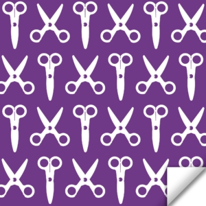 Scissors Pattern Design Wrapping Paper / Gift Wrap F-150-100-150 white on violet