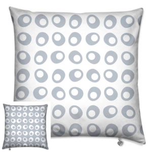 reversible egg cups pattern cushion cover pale grey on white background
