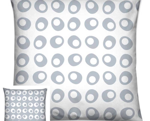 reversible egg cups pattern cushion cover pale grey on white background