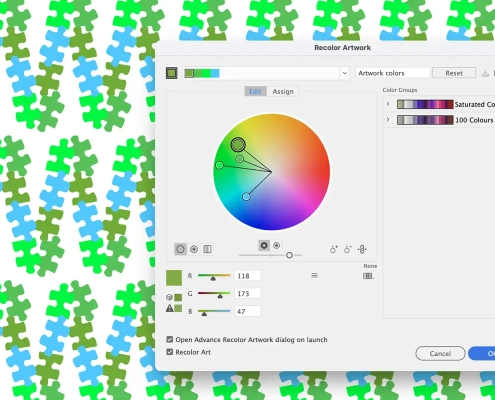 Jigsaws in cyan and greens x40