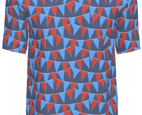 Contrado T-Shirts Bunting Red and Blue on Blue