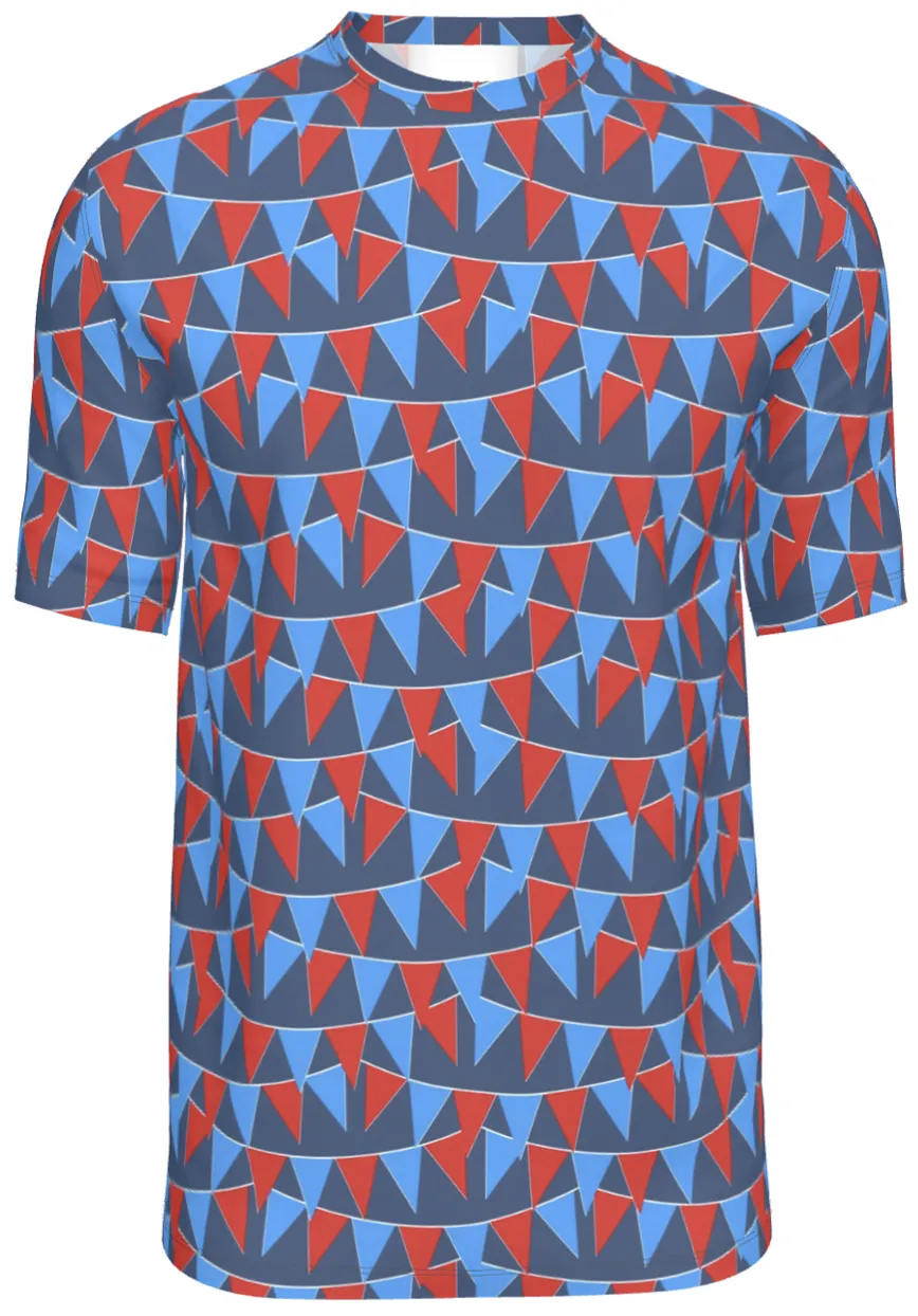 Contrado T-Shirts Bunting Red and Blue on Blue