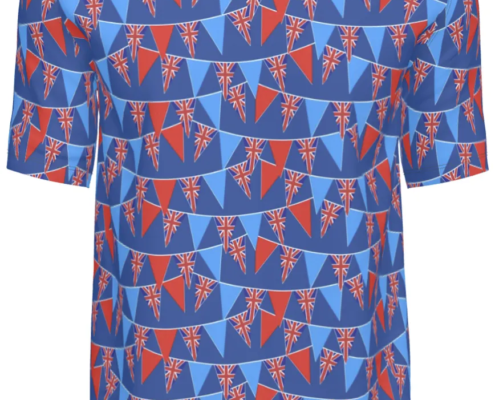 Contrado T-Shirts Bunting UK Red and Blue on Blue