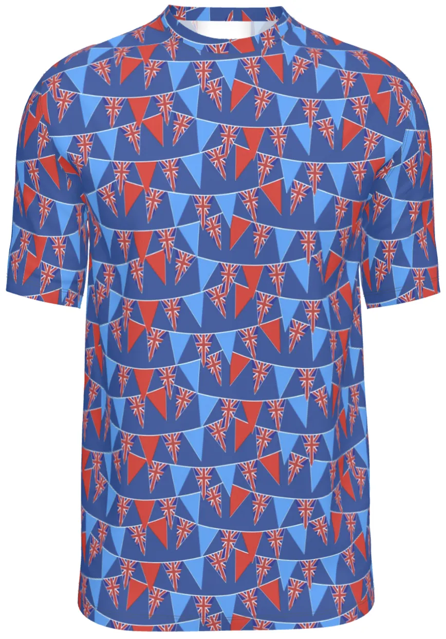 Contrado T-Shirts Bunting UK Red and Blue on Blue