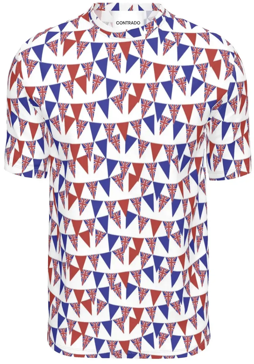 Contrado T-Shirts Bunting UK Red and Blue on White