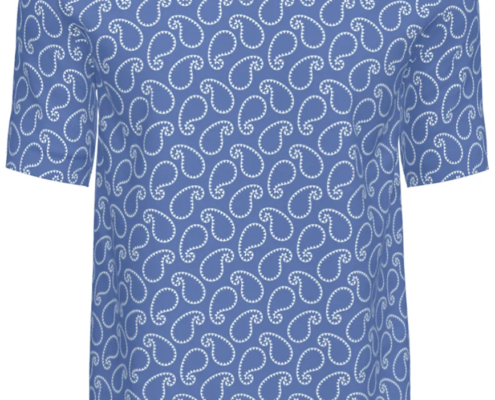 Contrado T-Shirts Modern Paisley White on Blue