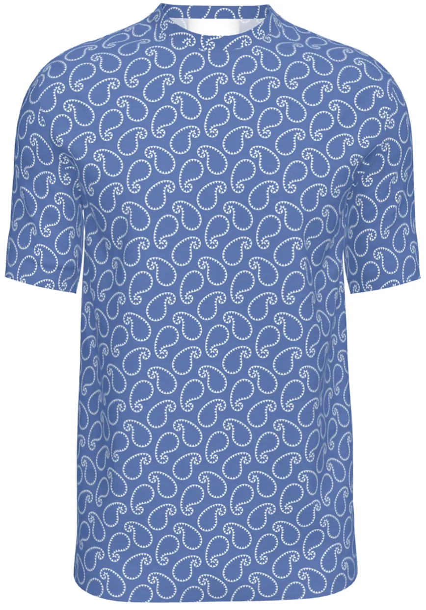 Contrado T-Shirts Modern Paisley White on Blue