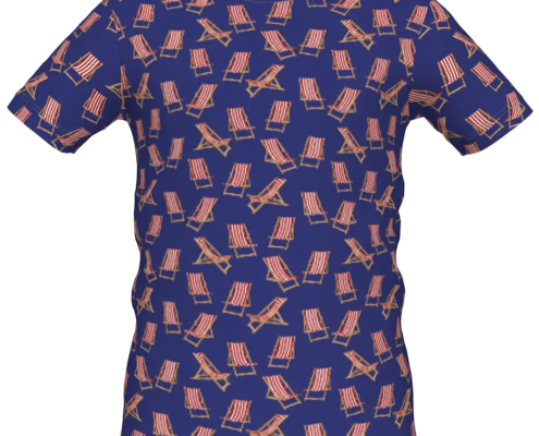Boys T Shirts Deckchairs red on navy - Navy Collar x70