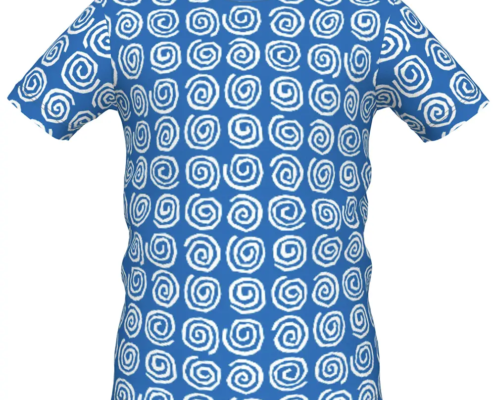 Boys T Shirts Wonky Spirals Cyan Collar x70