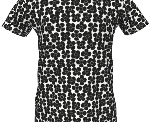 Girls Black Poppies Pattern on White T-Shirt