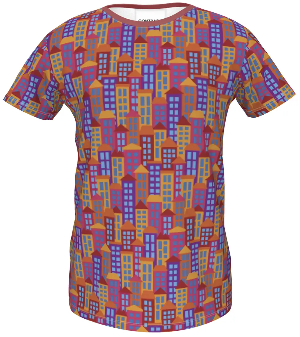 Girls Homes Pattern in Reds and Oranges T-Shirt