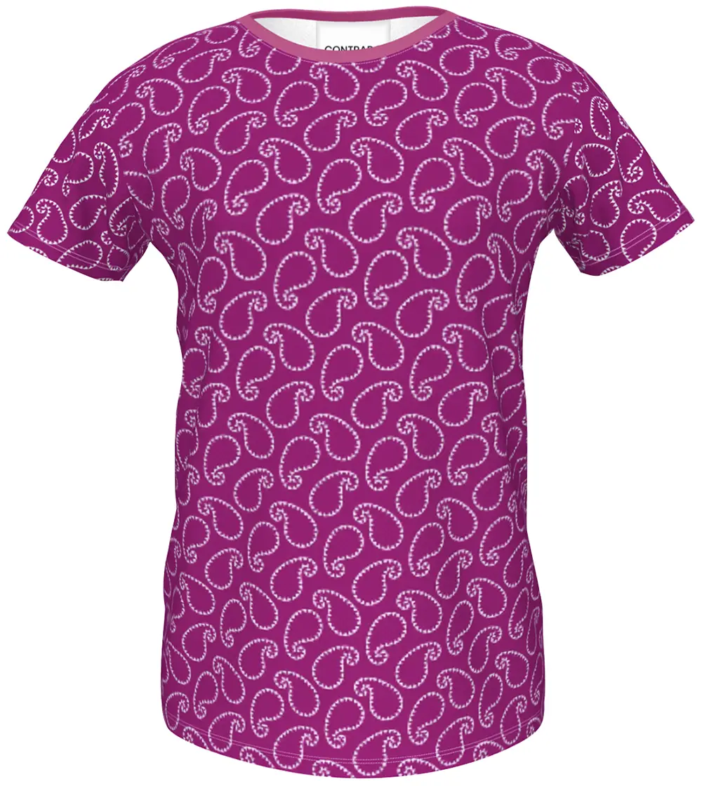 Girls Magenta Pink Modern Paisley Pattern T-Shirt