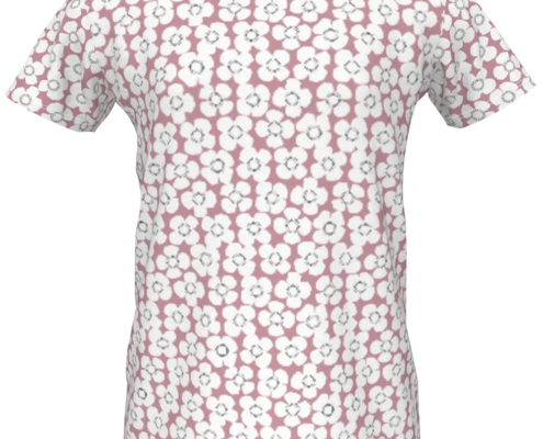 Girls White Poppies on Pink Pattern T-Shirt