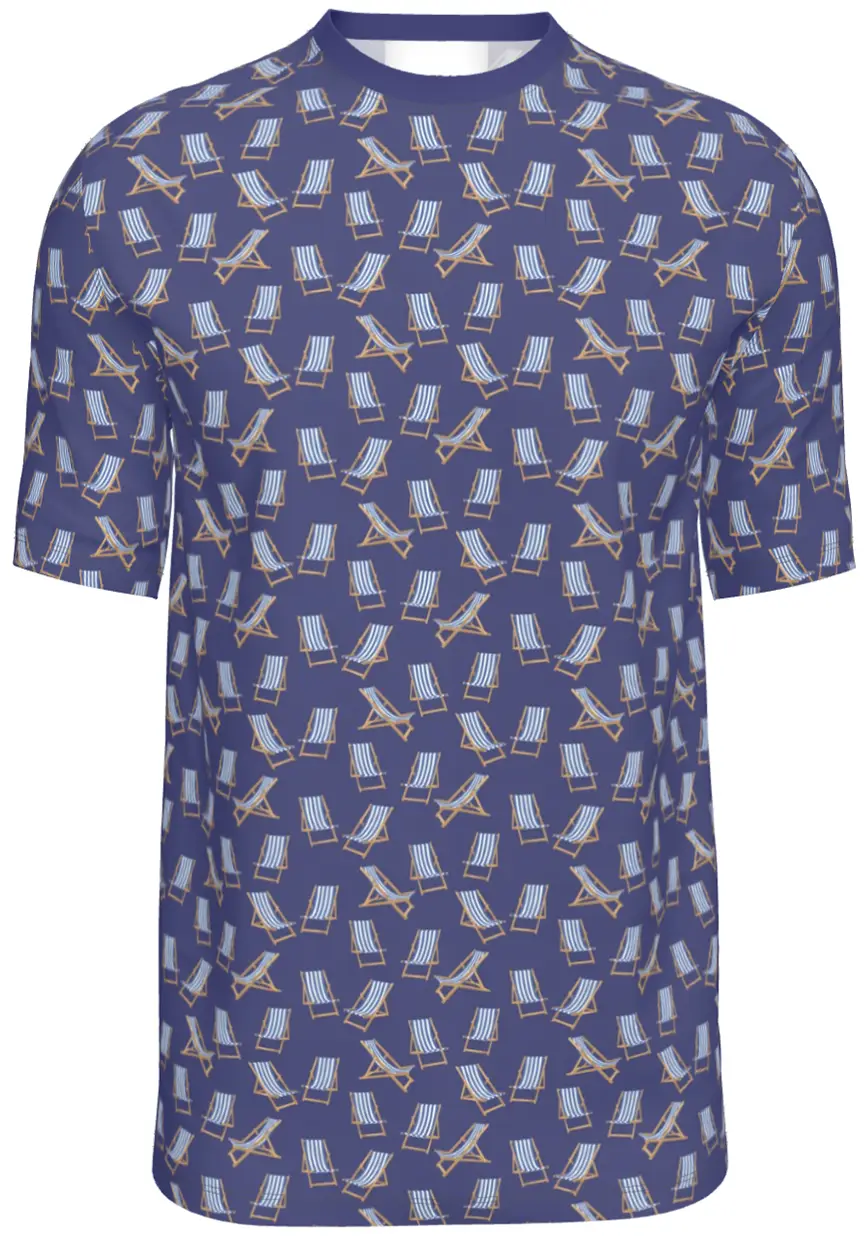 Contrado T-Shirts Deckchairs with Blue-Stripes on Blue