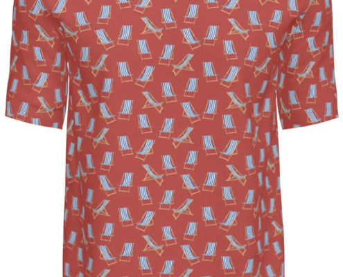 Contrado T-Shirts Deckchairs with Blue-Stripes on Red