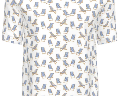 Contrado T-Shirts Deckchairs with Blue-Stripes on White