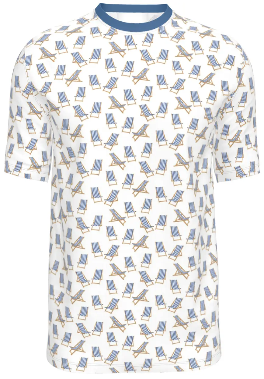 Contrado T-Shirts Deckchairs with Blue-Stripes on White