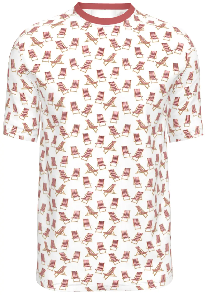 Contrado T-Shirts Deckchairs with Red-Stripes on White