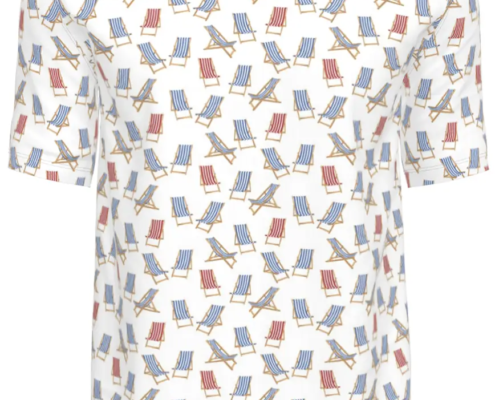 Contrado T-Shirts Deckchairs with both Red-Stripes and Blue-Stripes on White blue collar