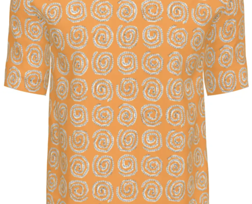 Contrado T-Shirts Wonky Spirals Oranges on White