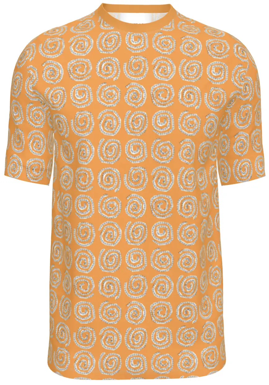 Contrado T-Shirts Wonky Spirals Oranges on White