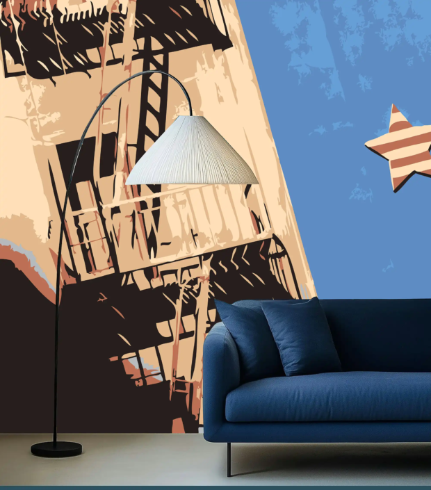 Happywall demo 1 Blue sofa and light California 130122wc800963 x50