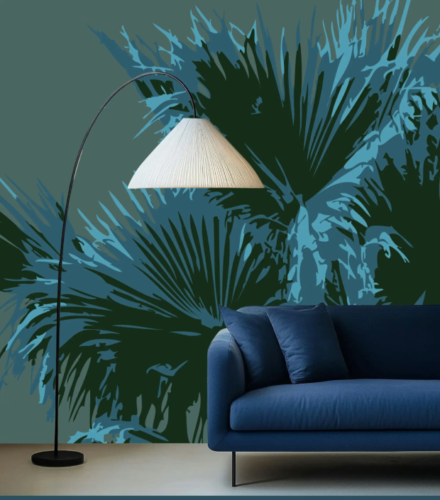 Happywall demo 1 Blue sofa and light palms 130117wc800504v2 x50