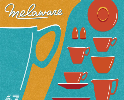 Melaware Advert with background texture square